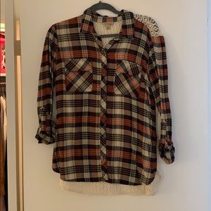 Plaid shirt with lace back